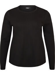 Lang&aelig;rmet basis T-shirt med rund hals, Sort