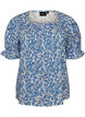 Bluse i bomuld med firkantet udsk&aelig;ring, Bl&aring;, Packshot image number 0