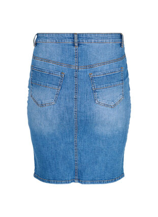 Tætsiddende denim nederdel i bomuld, Blue denim, Packshot image number 1
