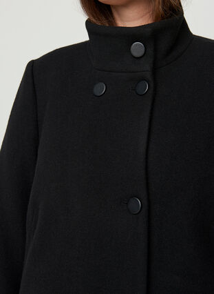 Højhalset jakke med knapper, Black, Model image number 2