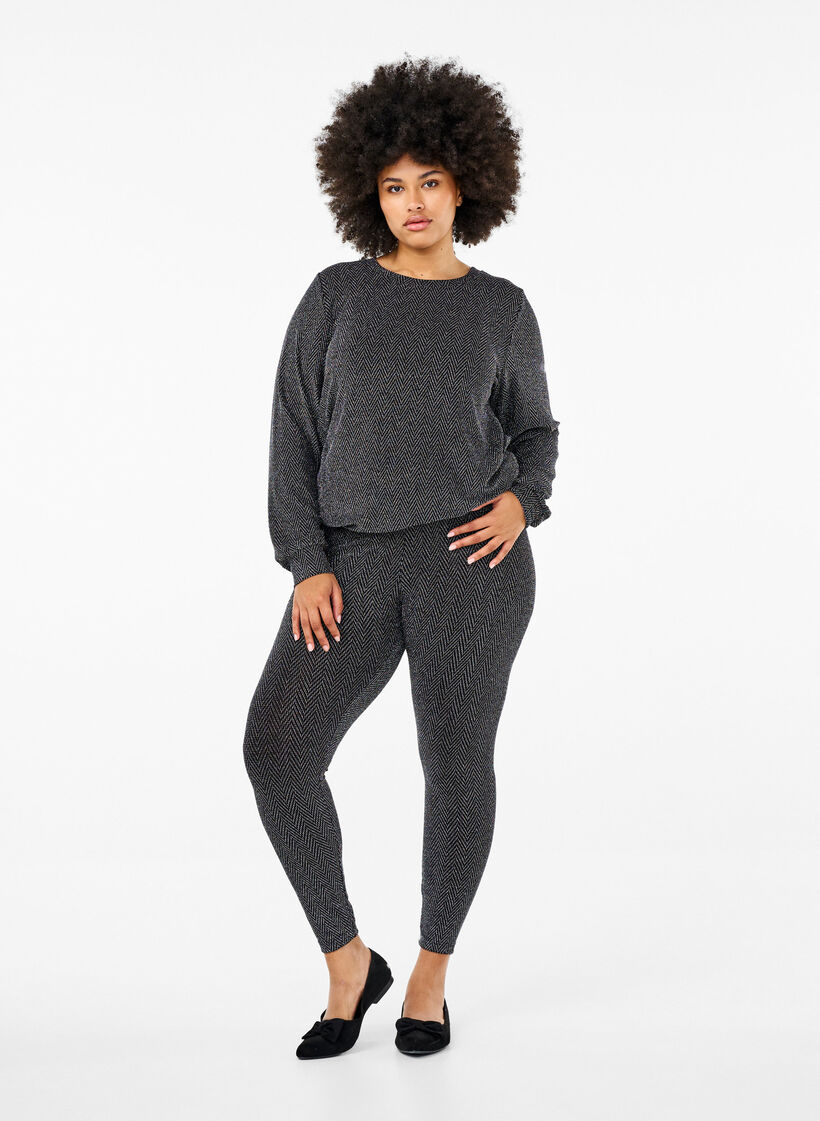 Bluse med glimmer mønster , Silver ZigZagShimmer, Model image number 2
