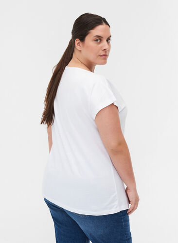 T-shirt med brystlomme i økologisk bomuld, Bright White, Model image number 1