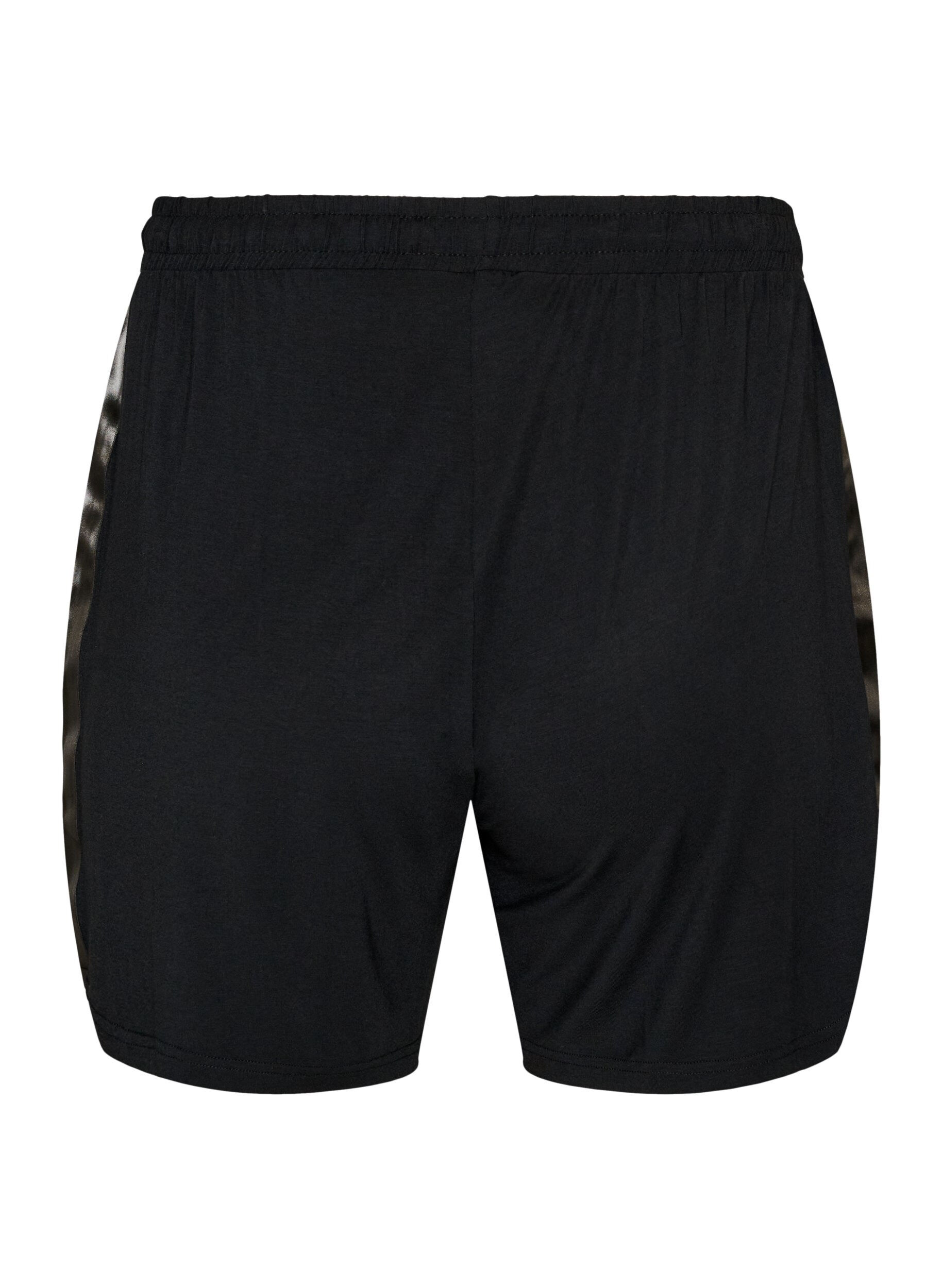 ZizziNatshorts i modal med kontrastb&aring;nd, Sort, Packshot image number 1