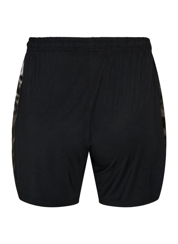 Natshorts i modal med kontrastb&aring;nd, Sort, Packshot image number 1