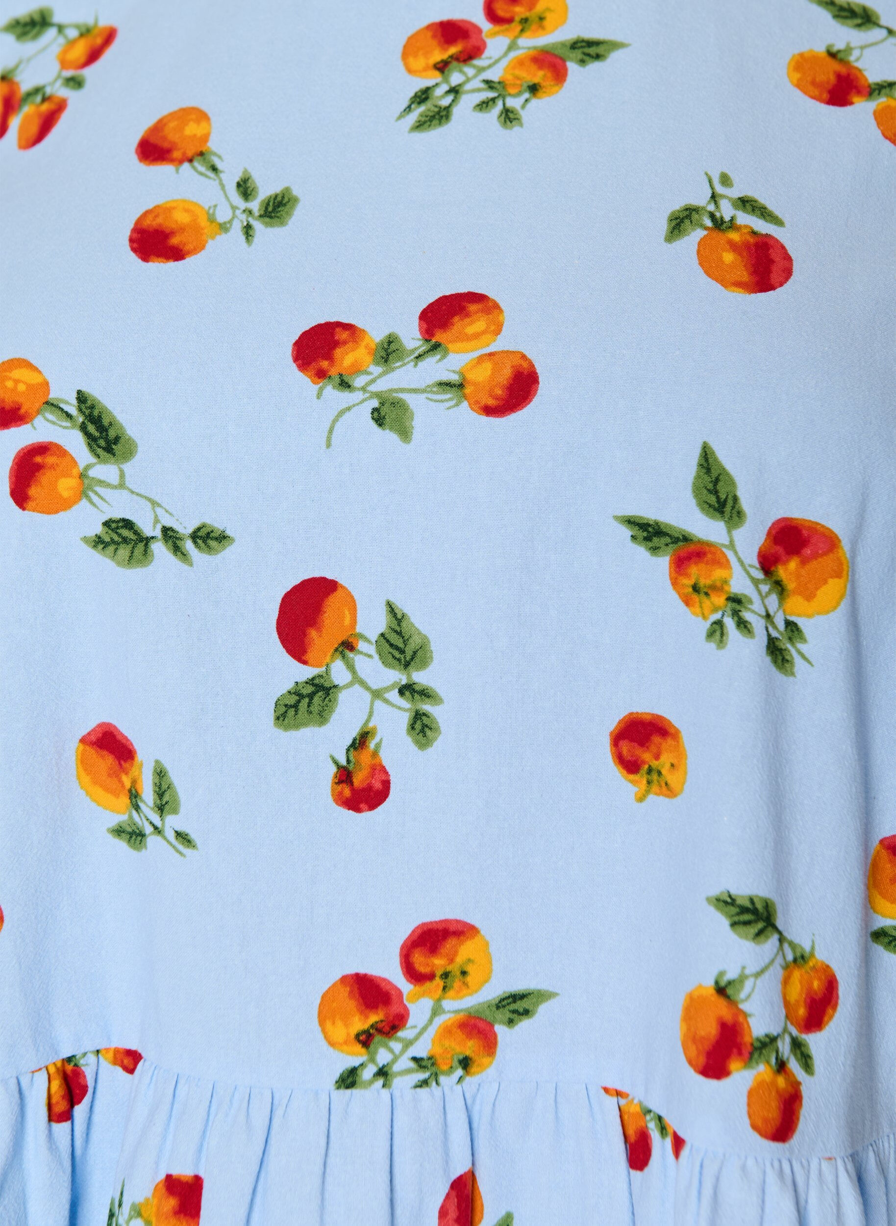 ZizziBomuldsbluse med tomatprint og peplum, Bl&aring;, Packshot image number 2