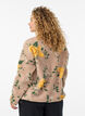 Blomstret fleecejakke med h&oslash;j hals og lynl&aring;s, Beige, Model image number 2