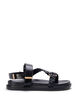 Wide fit - Lædersandal med fletremme, Sort, Packshot image number 0