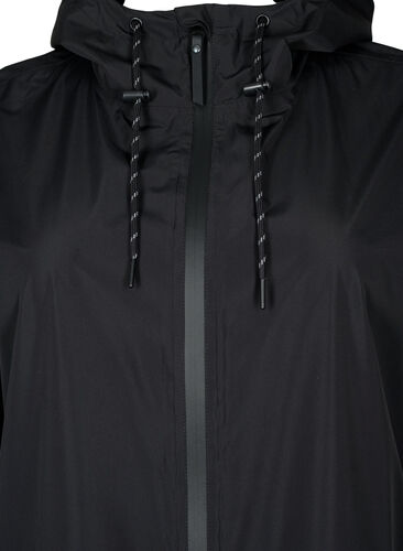 Regnjakke med lommer og hætte, Black, Packshot image number 2