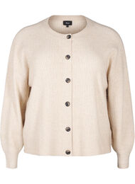 Ribstrikket cardigan med knapper, Beige