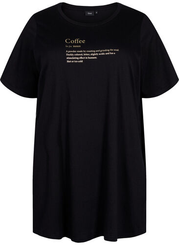 Oversize nat t-shirt i økologisk bomuld, Black W. coffee, Packshot image number 0