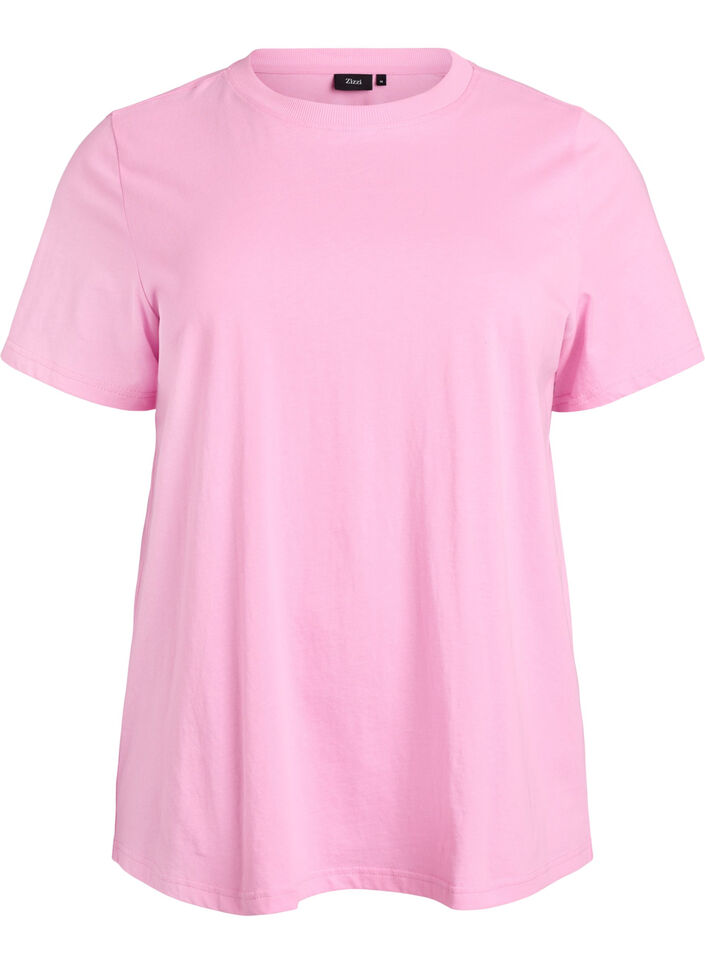 Basis t-shirt i bomuld med rund hals, Lyser&oslash;d, Packshot image number 0