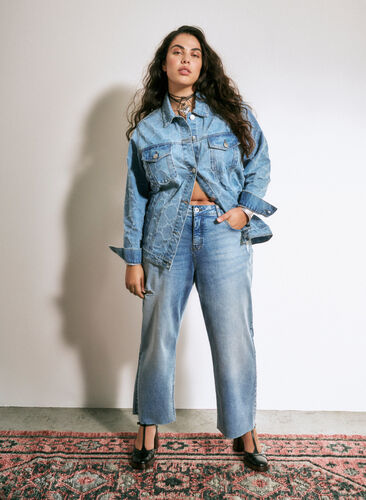 Cropped Vera jeans med sliddetaljer, Blue Denim, Image image number 0