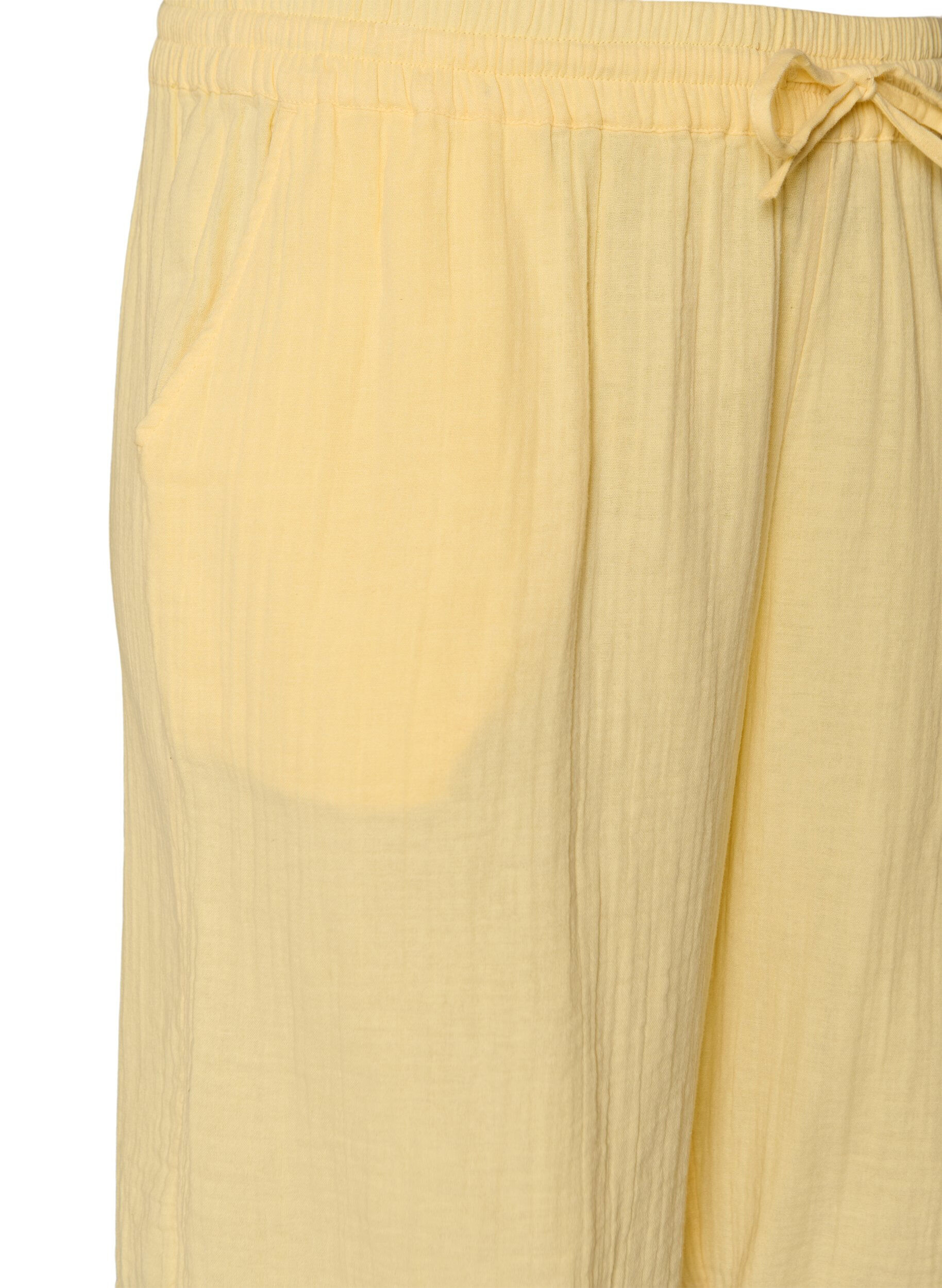 ZizziL&oslash;se shorts i bomuldsmusselin med h&oslash;j talje, Gul, Packshot image number 2