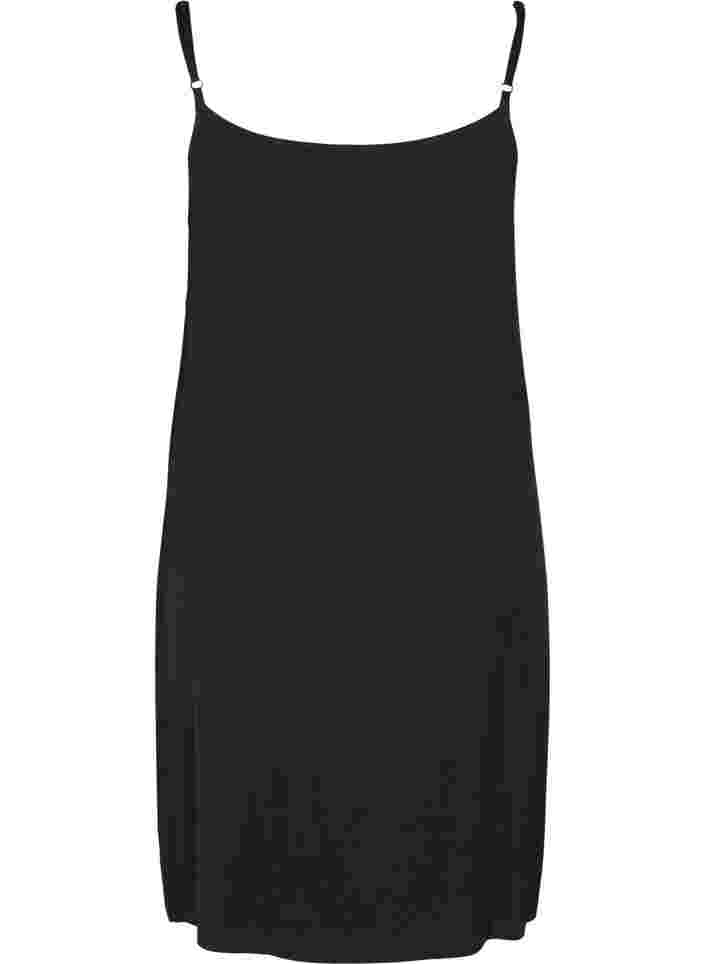 Ensfarvet underkjole i viskose, Black, Packshot image number 1