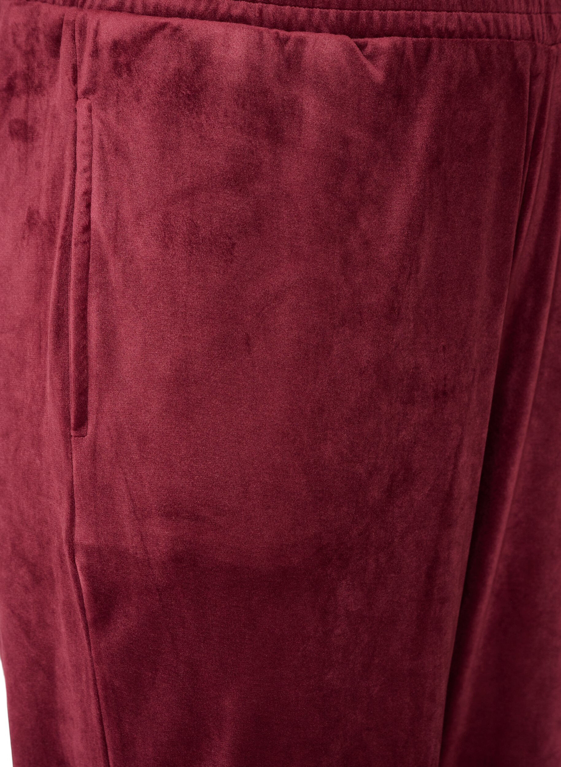 ZizziL&oslash;se bukser i velour, R&oslash;d, Packshot image number 2