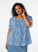 Bluse i bomuld med firkantet udsk&aelig;ring, Bl&aring;, Model image number 0