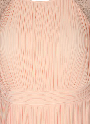 Kortærmet plissékjole med blonder og smock, Rose Smoke, Packshot image number 2