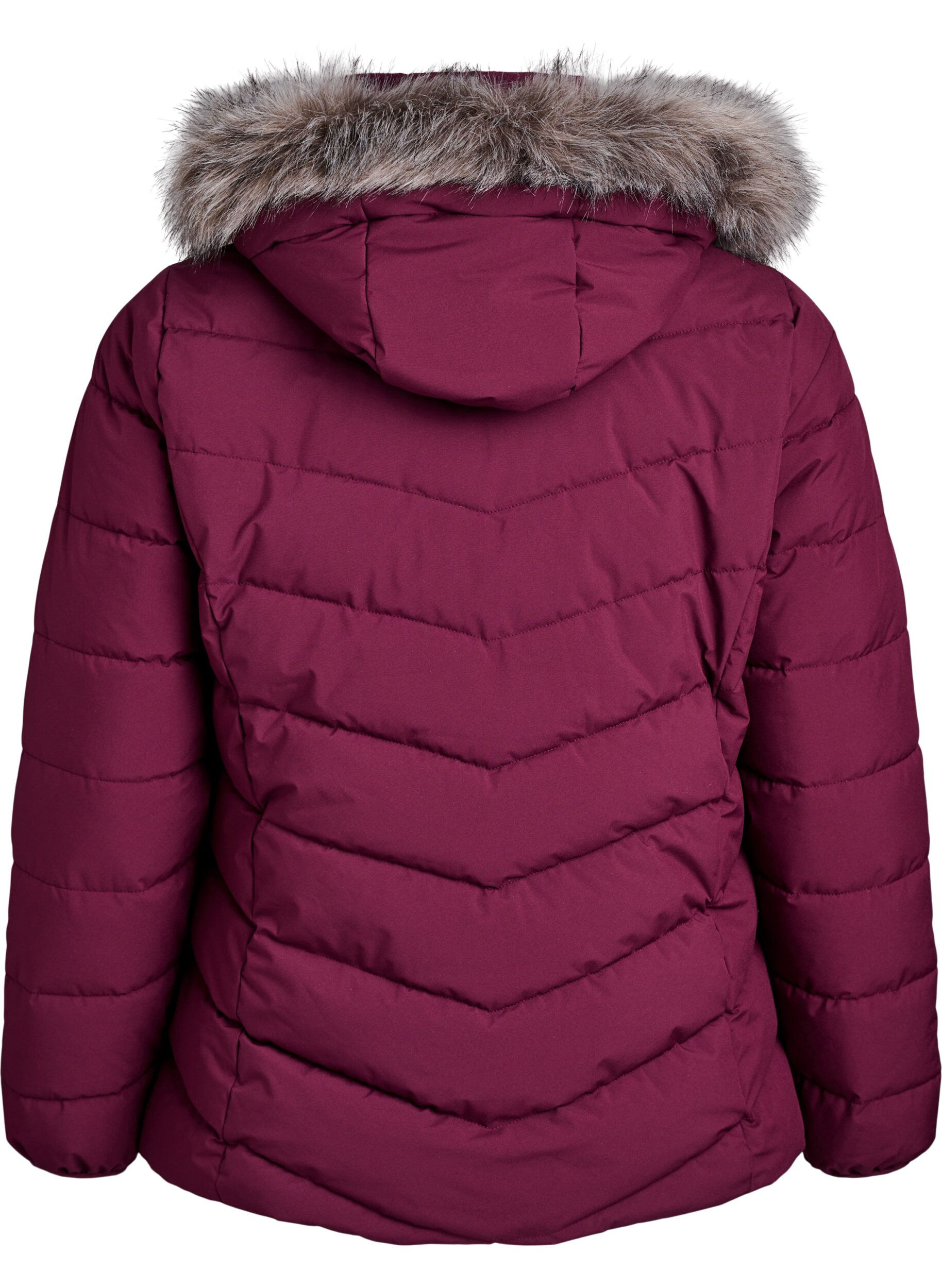 ZizziKort pufferjakke med h&aelig;tte, M&oslash;rk Bordeaux, Packshot image number 1