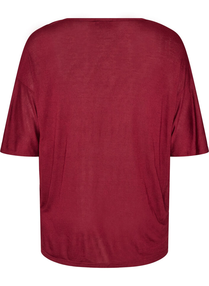 L&oslash;s T-shirt i viskosejersey, R&oslash;d, Packshot image number 1