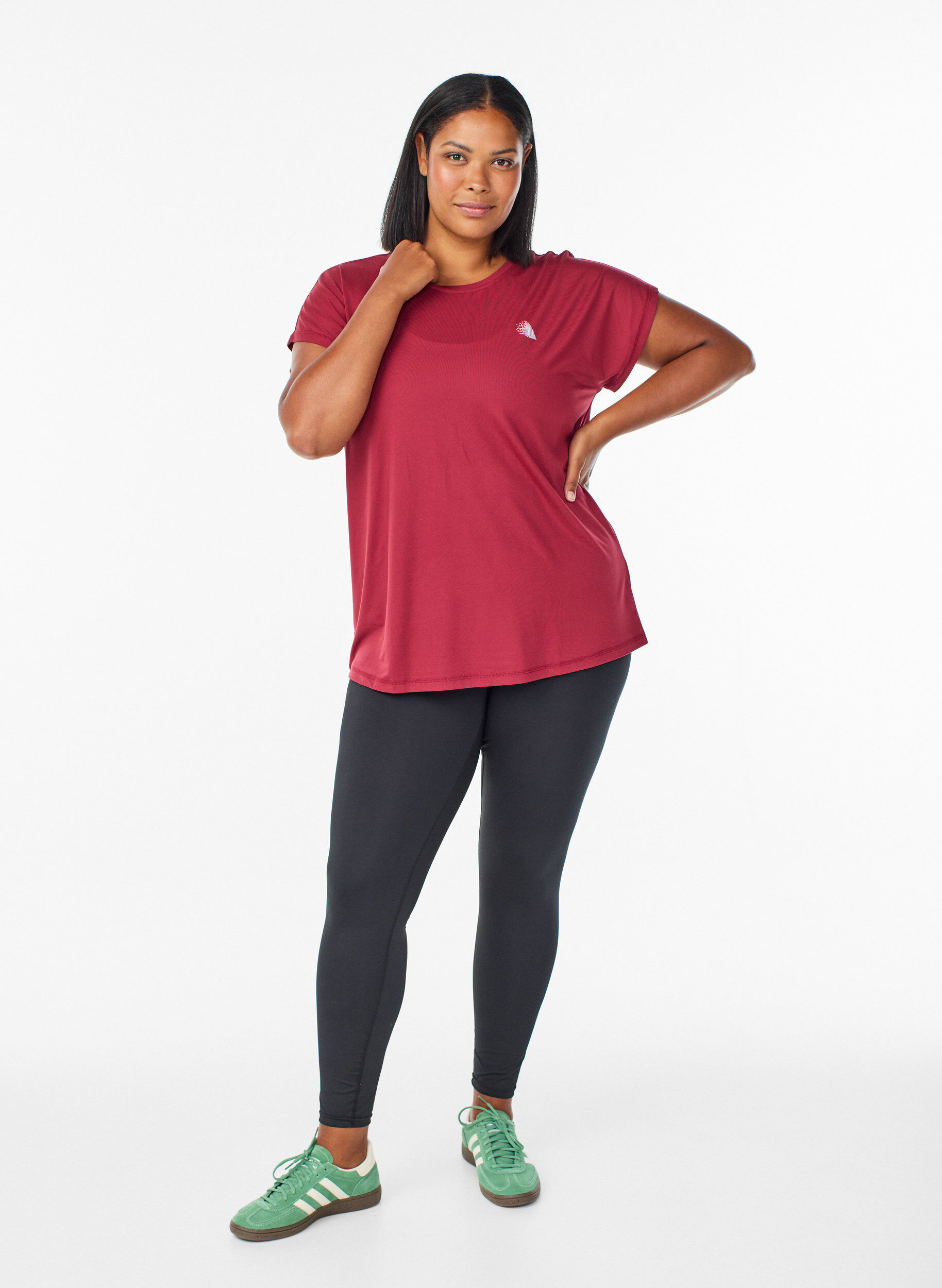 ZizziEnsfarvet tr&aelig;nings t-shirt, R&oslash;d, Model image number 1