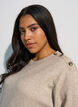 Strikbluse med knapdetalje, Beige, Model image number 3
