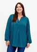 Ensfarvet bluse med v-hals, Deep Teal, Model image number 0