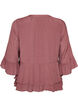 Bluse med 3/4-&aelig;rmer og fl&aelig;sedetaljer, Lyser&oslash;d, Packshot image number 1
