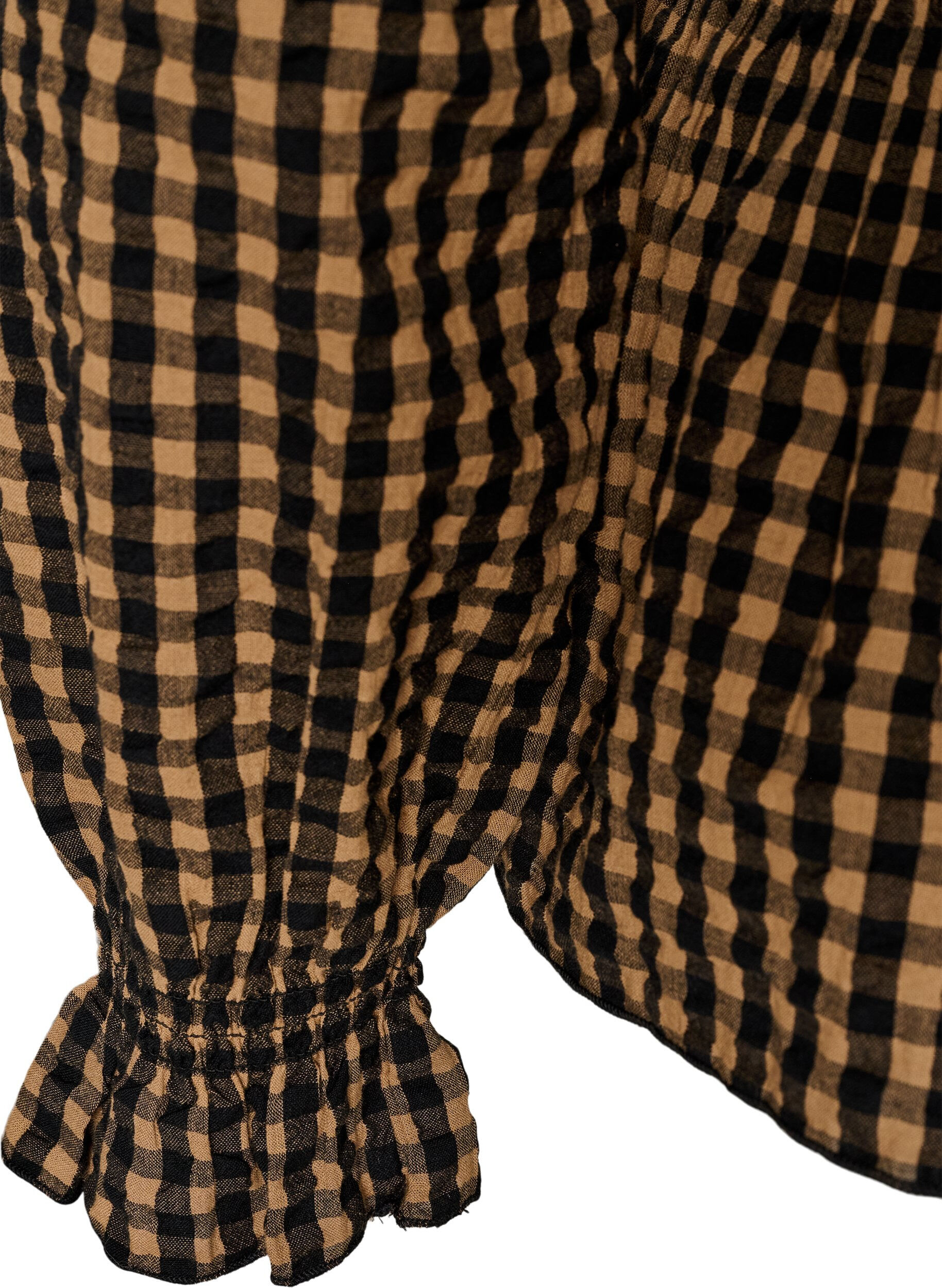 ZizziTernet bluse med smock og peplum, Brun, Packshot image number 3