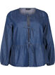 Peplum bluse i denim med bindelukning, Blå, Packshot image number 0