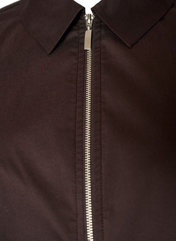 Kort skjorte med tovejslynl&aring;s, Brun, Packshot image number 2