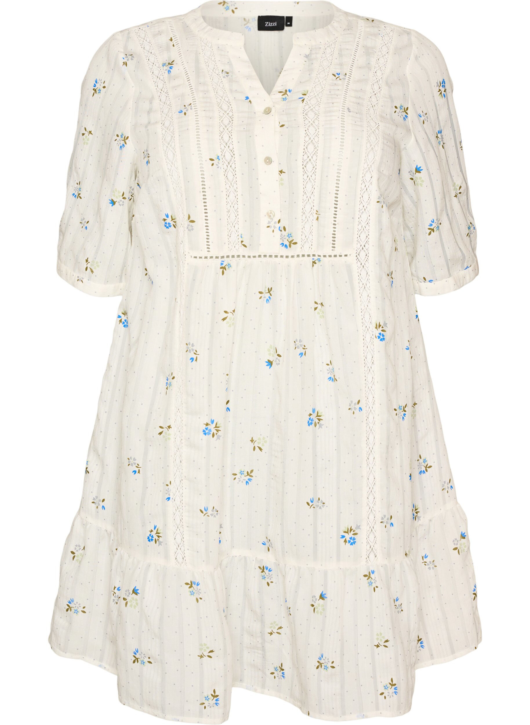 ZizziKort viskosekjole med blondeb&aring;nd og a-snit, Vanilla, Packshot image number 0