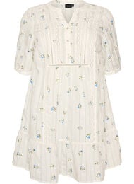 Kort viskosekjole med blondeb&aring;nd og a-snit, Vanilla