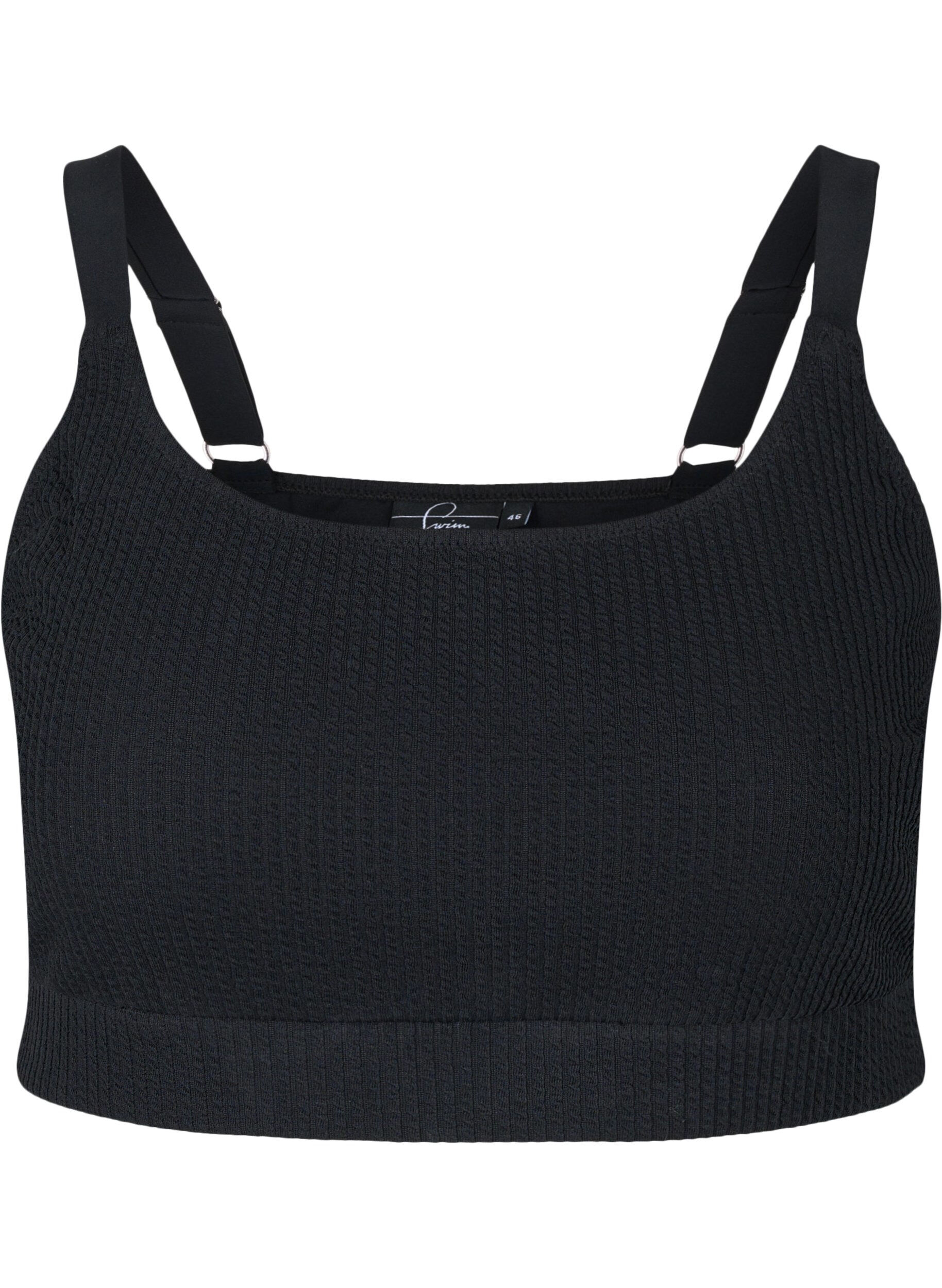 Zizzi Bikini top med crepe struktur, Black, Packshot image number 0