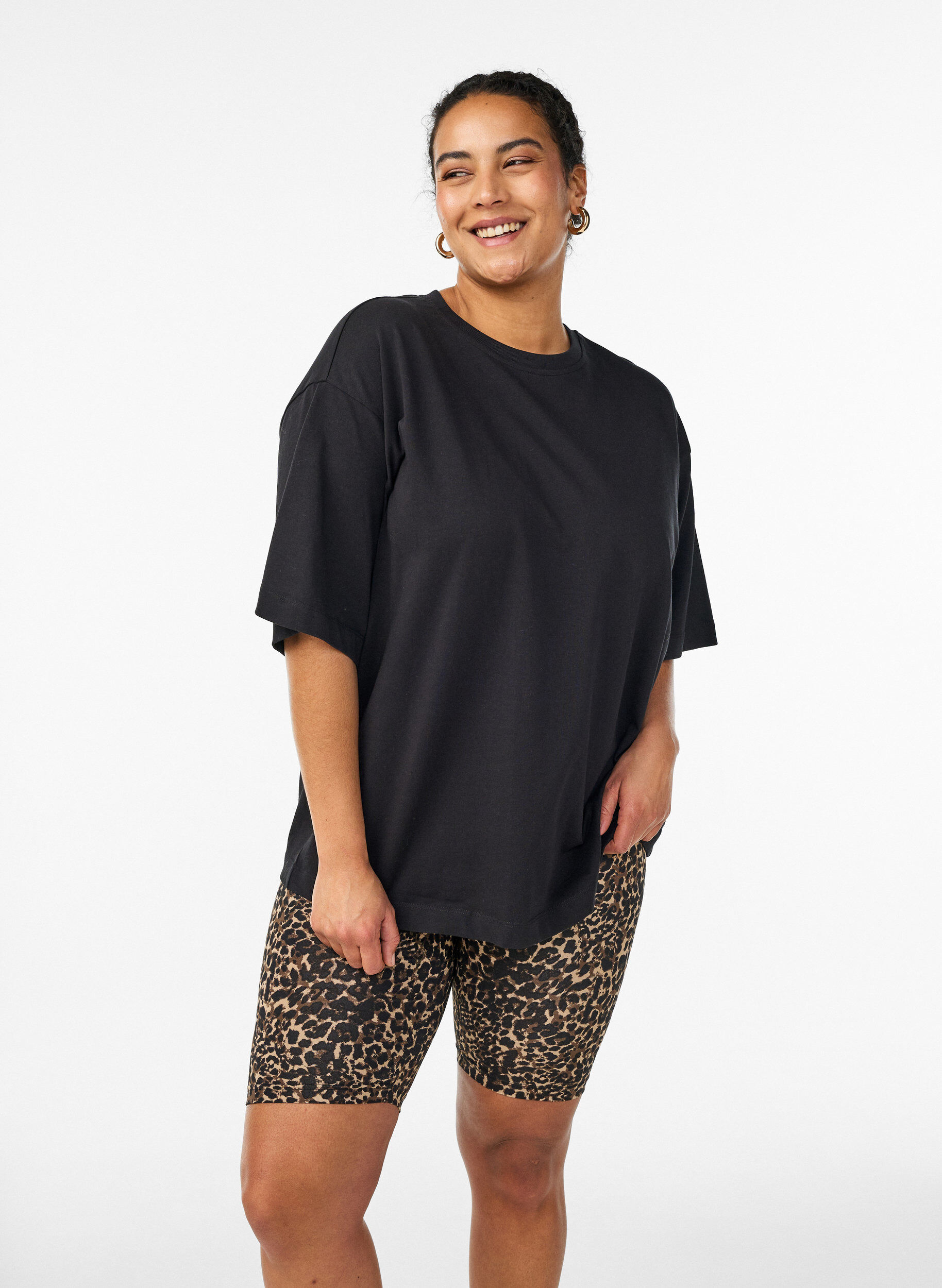 Zizzi2-pak cykelshorts, Brun, Model image number 0
