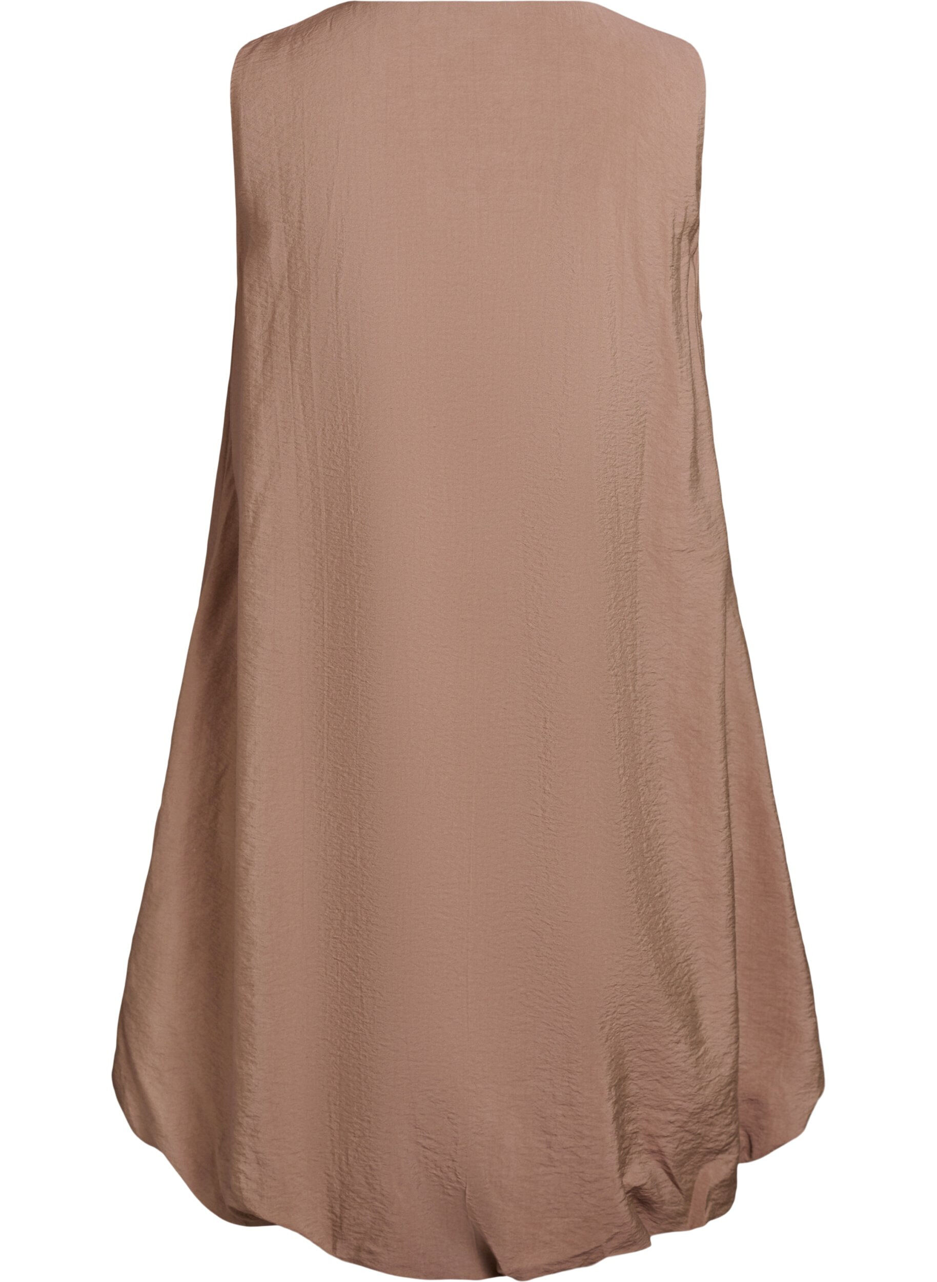 Zizzi Kn&aelig;lang ballonkjole med lommer, Brun, Packshot image number 1