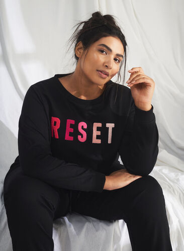 Sweatshirt med tekst , Black W. Reset, Image image number 0
