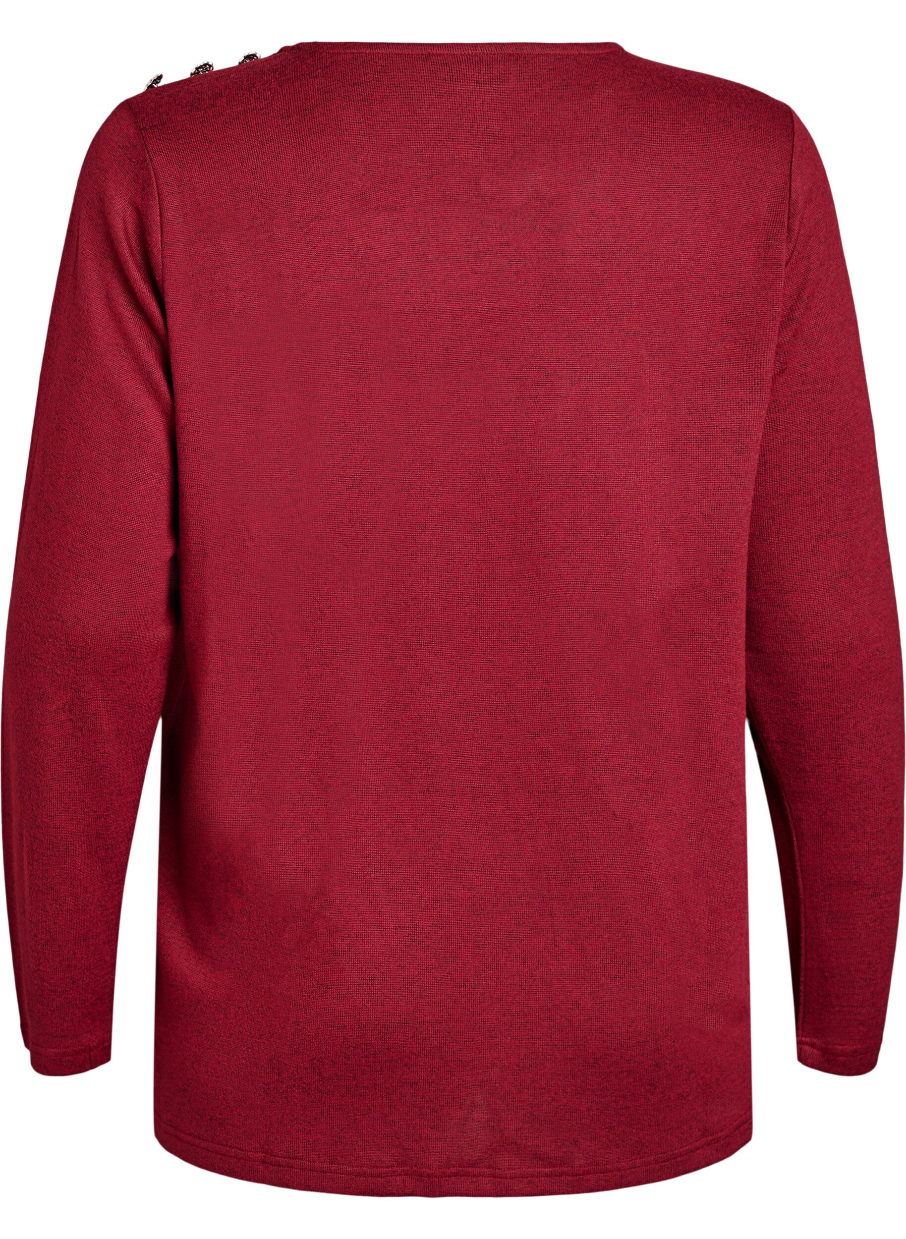 Zizzi Bluse med pynteknapper , R&oslash;d, Packshot image number 1