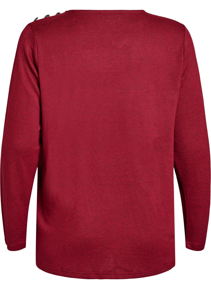 Bluse med pynteknapper , Rød, Packshot image number 1