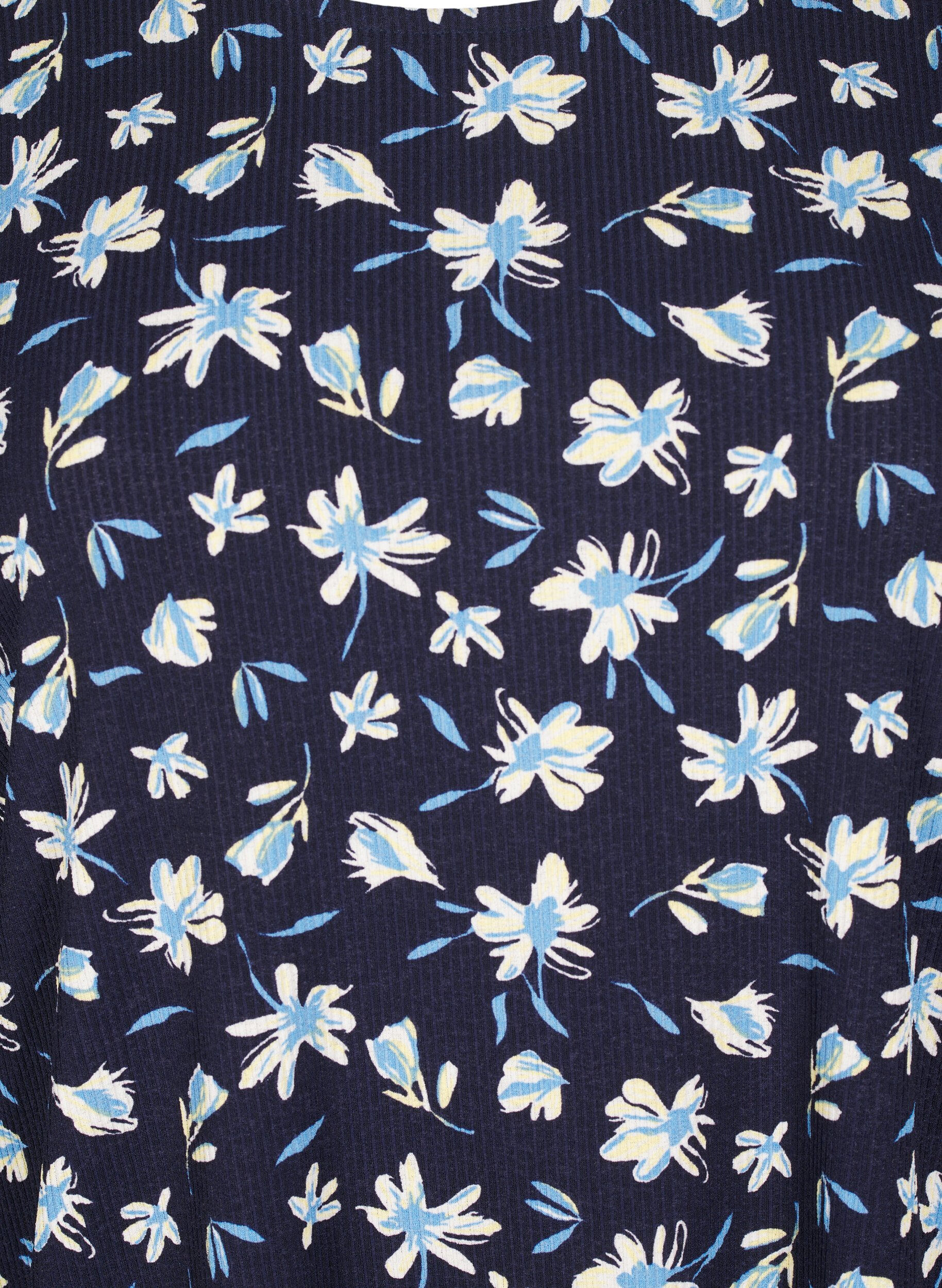 Zizzi Bluse med lange &aelig;rmer og blomsterprint, Bl&aring;, Packshot image number 2