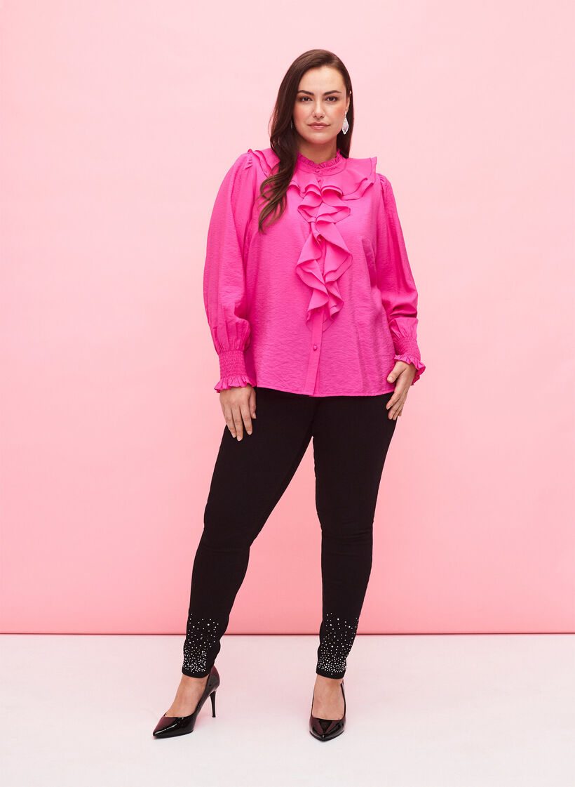 Højtaljede Amy jeans med similisten, Black, Model image number 0