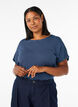 Stribet T-shirt i viskose med rund hals, Bl&aring;, Model image number 0