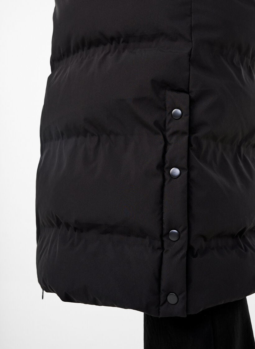 Lang puffer vinterjakke med h&aelig;tte, Sort, Model image number 3