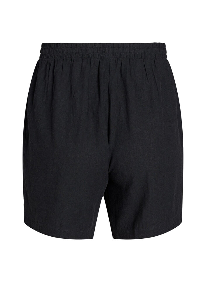 Løse shorts i hør og viskose, Sort, Packshot image number 1