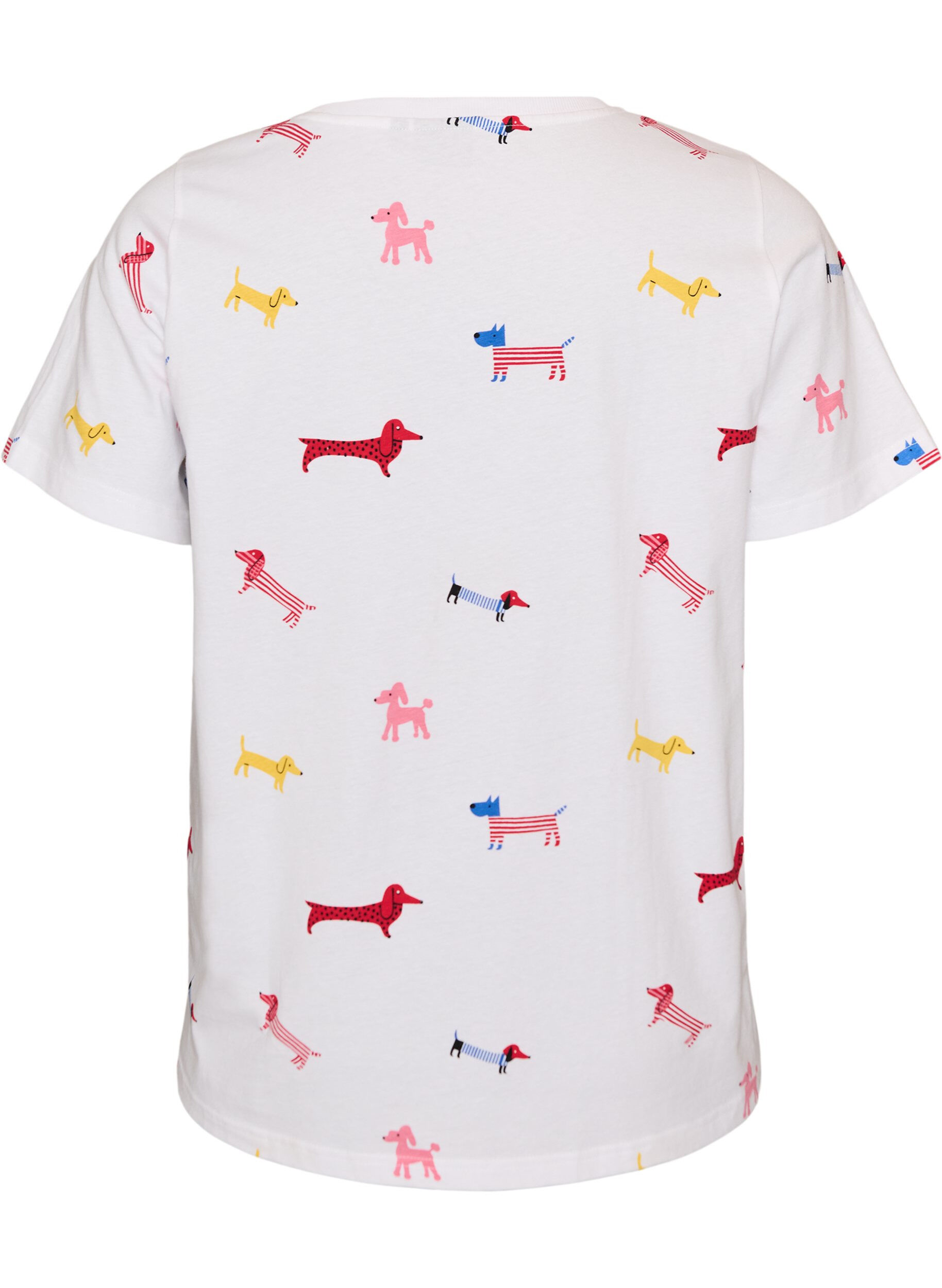 ZizziT-shirt i bomuld med hundeprint, Hvid, Packshot image number 1