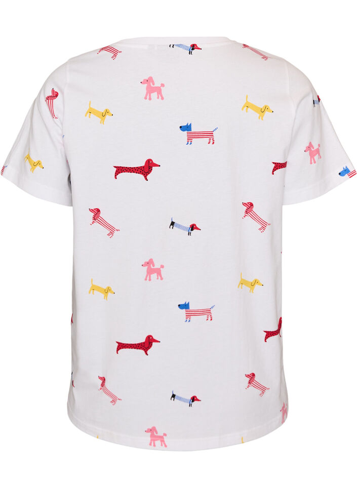 T-shirt i bomuld med hundeprint, Hvid, Packshot image number 1