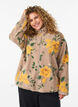 Blomstret fleecejakke med h&oslash;j hals og lynl&aring;s, Beige, Model image number 0