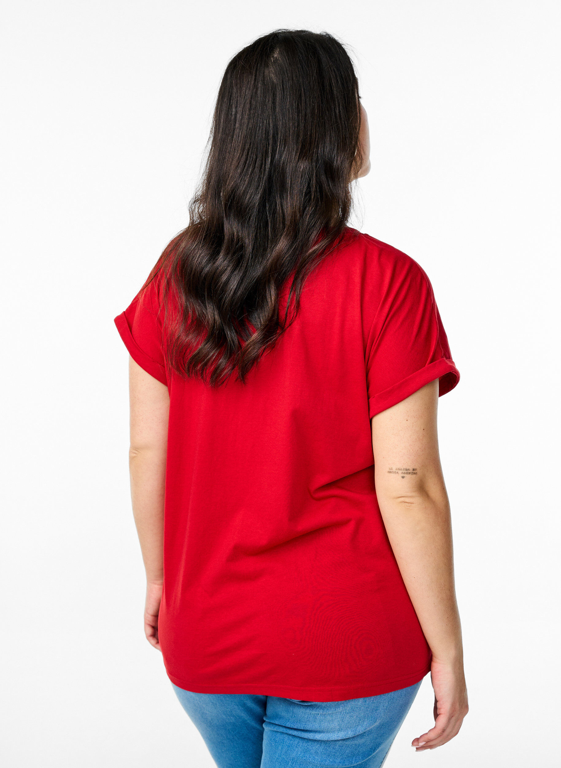 ZizziKort&aelig;rmet t-shirt i bomuldsblanding, R&oslash;d, Model image number 2