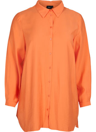 Lang skjorte i viskose , Celosia Orange, Packshot image number 0