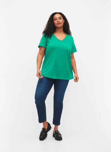 Kortærmet t-shirt med v-udskæring, Simply Green, Model image number 2