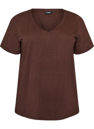 T-shirt med V-hals, Brun